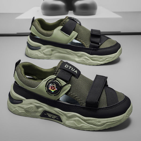 Men's Light Luxury Sandals, 2026 Summer High Appearance Breathable Clog Shoes, Trendy Men's Outerwear Sports Beach Spin Button Shoes