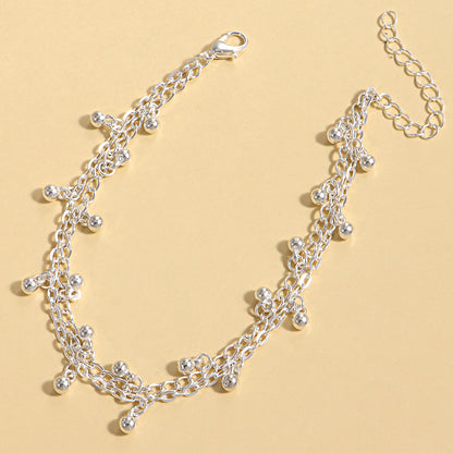 European and American cross-border jewelry, dance, yoga, double tassels, drop anklets, women, personality, fashion, trend, beach foot ornaments