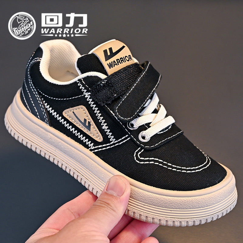 Red versatile canvas shoes, pull-back children's shoes, men's and women's casual shoes, autumn new low-top board shoes, medium and large school shoes