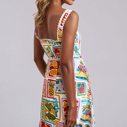 2026 spring new cross-border independent station women's fashion printed sundress temperament bandeau high-waisted dress