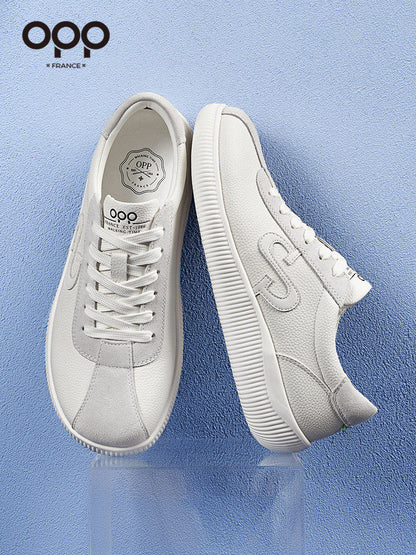 OPP men's shoes spring lightweight low-top versatile white shoes men's outdoor sports running comfortable leather casual shoes