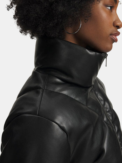 Under Armour Winter Women's Faux Leather Jacket Athleisure Short Down Jacket 6006436-002