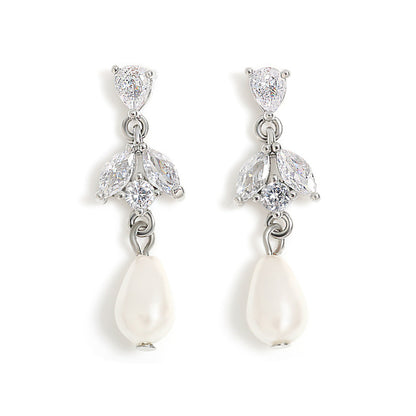 RAKOL cross-border bestseller light luxury bridal earrings, high-end earrings, exquisite fashion pearl AAA zircon earrings for women