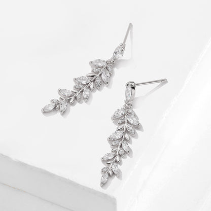 RAKOL Korean fashion creative wheat earring necklace girl's fresh temperament micro-inlaid zircon jewelry two-piece set