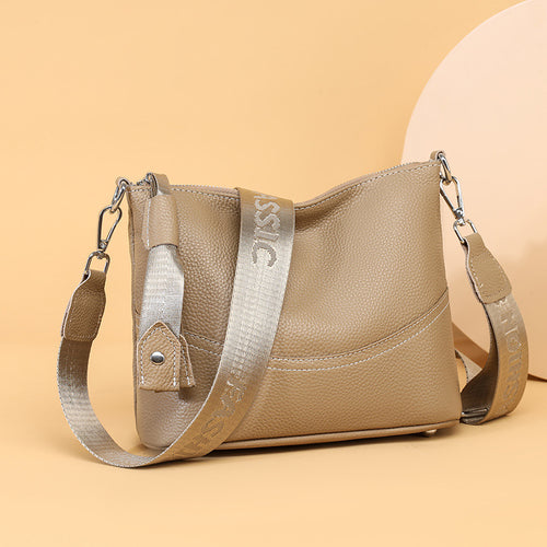 Bolsa transversal couro genuíno Grande capacidade Bolsa de ombro fashion versátil Bolsa Novo modelo minimalista para o dia a dia Bolsa Internacional atacado