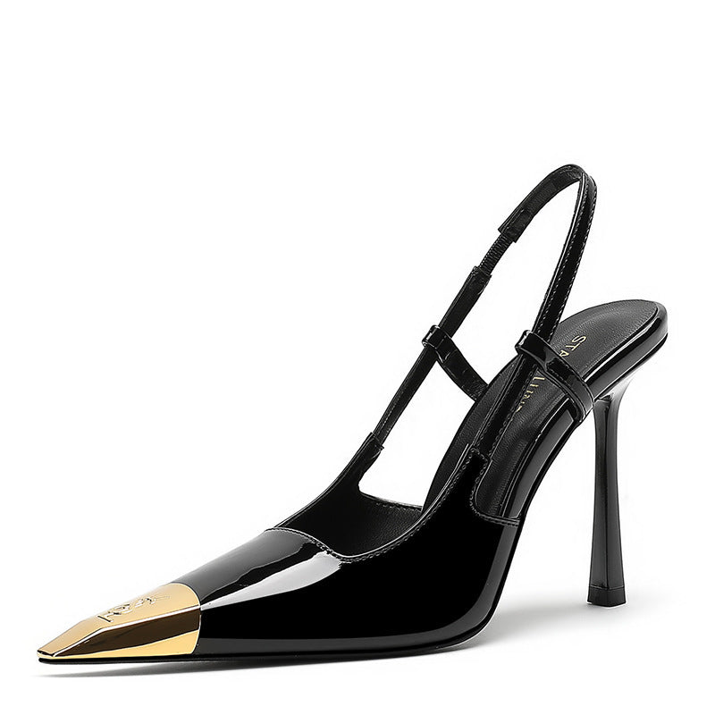 2026 summer European and American style pointed toe thin heel strap sandals women's microfiber inner rubber sole sexy high heels