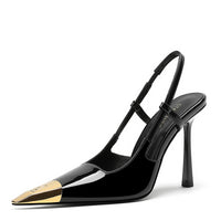 Patent leather black gold 10cm