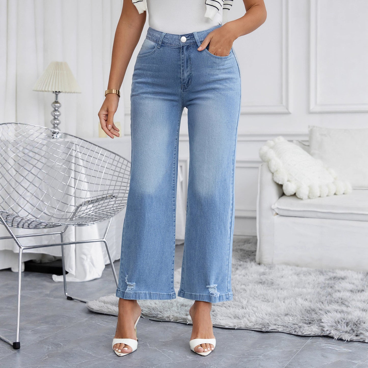 European and American cross-border foreign trade new women's clothing high elastic loose wide-leg casual women's jeans WOEMN JEANS