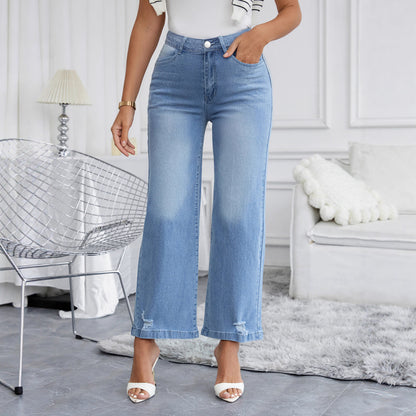 European and American cross-border foreign trade new women's clothing high elastic loose wide-leg casual women's jeans WOEMN JEANS