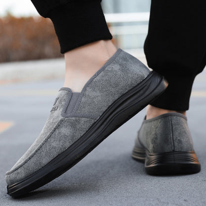Spring 2025 Comfortable men's shoes, breathable casual single shoes, soft soles, one-foot slip-on shoes, middle-aged and elderly dad shoes, cross-border