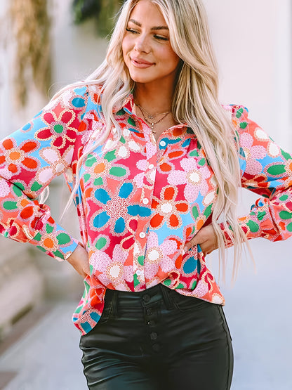 New cross-border European and American full print, a variety of pattern options, long sleeve loose casual top shirt