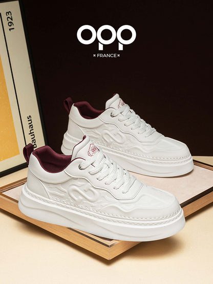 OPP white shoes men's spring 2026 new light luxury high-end platform sports casual versatile leather board shoes