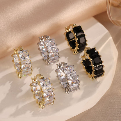 Japanese and Korean sweet elegance, minimalist, zircon inlaid women's personalized versatile fashion earrings, earrings, and earrings