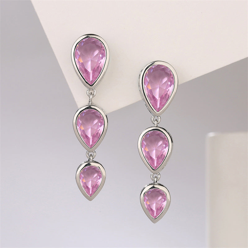 RAKOL cross-border Europe and America AliExpress ebay fashion bridal geometric water drops zircon tassels women's stud earrings