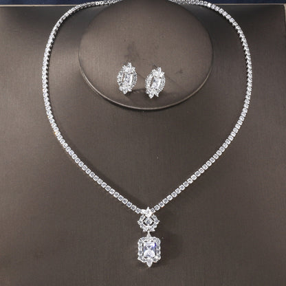 Starry Sky Love cross-border minimalist niche fashion bridal zircon necklace jewelry earring women's set set