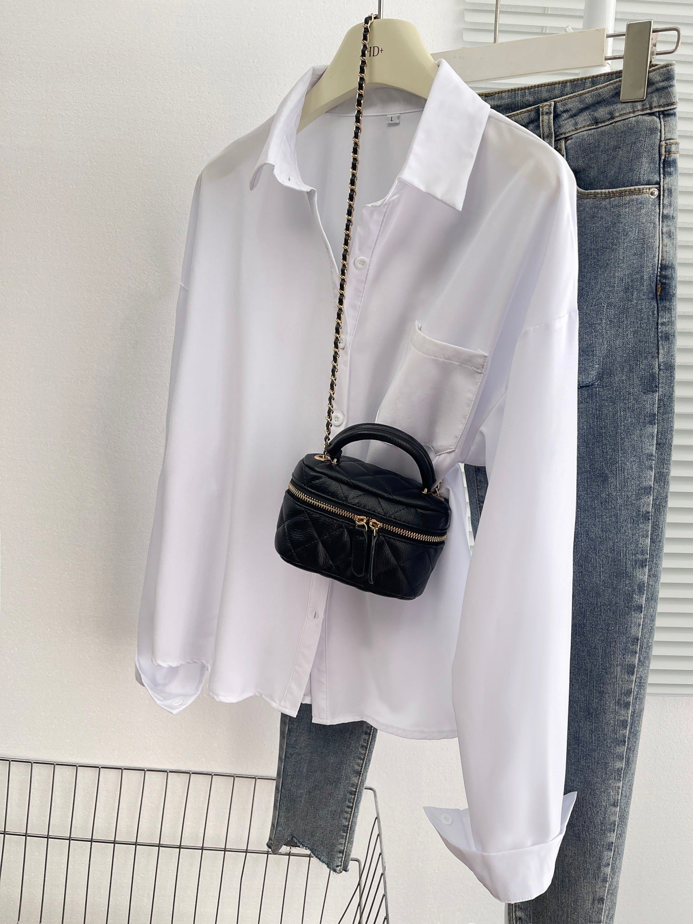 New foreign trade cross-border European and American all-season versatile elegant loose long-sleeve turn-down collar shirt with back button slit