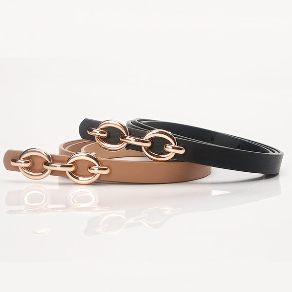 Women's belt alloy buckle versatile dress western embellished belt niche jeans belt pu thin belt wholesale