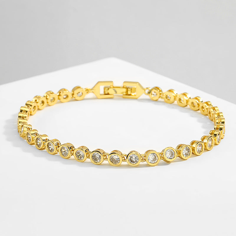 Best-selling classic over-set tennis ball necklace set with zircon, European and American hip-hop personalized jewelry, high-end hand accessory for women