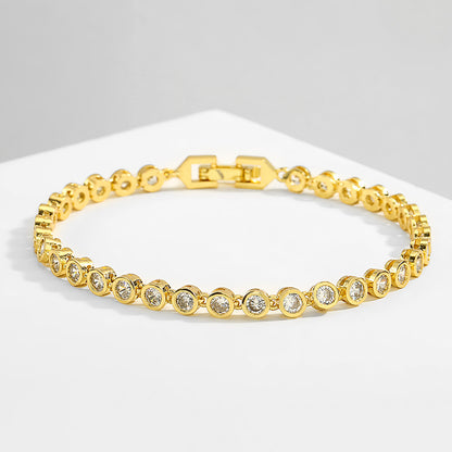 Best-selling classic over-set tennis ball necklace set with zircon, European and American hip-hop personalized jewelry, high-end hand accessory for women