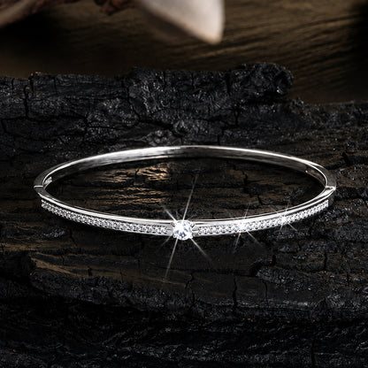 European and American cross-border copper gold-plated silver bracelets, single-row diamond thin bracelets, light luxury style daily accessories, temu hot-selling wholesale