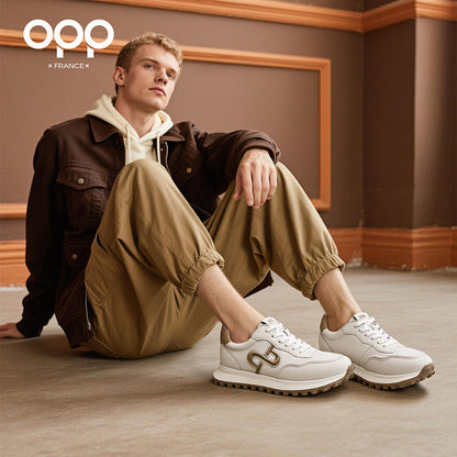 OPP Daddy Shoes Men's Spring 2026 New Non-Slip and Wear-Resistant Leather Casual Sneakers Fashionable and Versatile Board Shoes