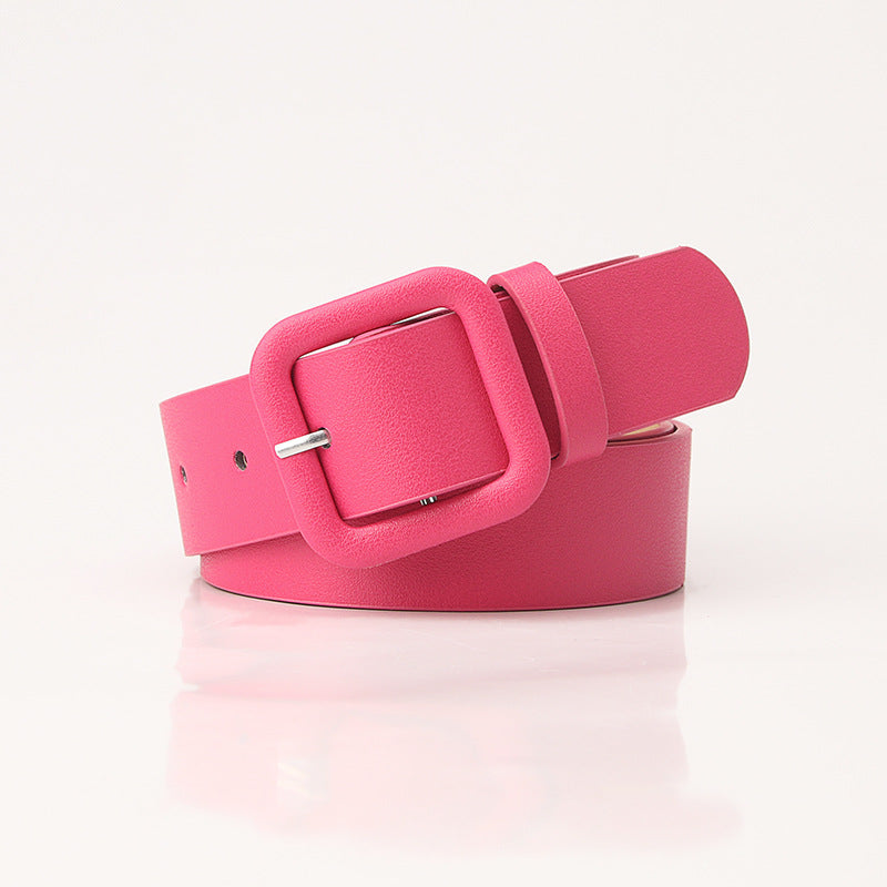 New Simple Luxury Belt Women's Square Buckle Candy Color Versatile Decorative Belt Fashionable and Elegant Belt Women