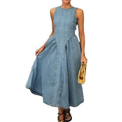 2026 spring new cross-border European and beautiful fashion casual temperament elegant slimming sleeveless French dress