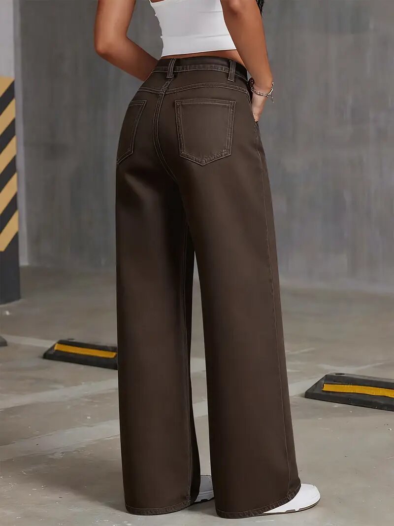 2026 New European and American Cross-Border High-Waist Wide-Leg Jeans for Women, Loose Straight Slimming Casual Long Pants, Stretchy and Versatile