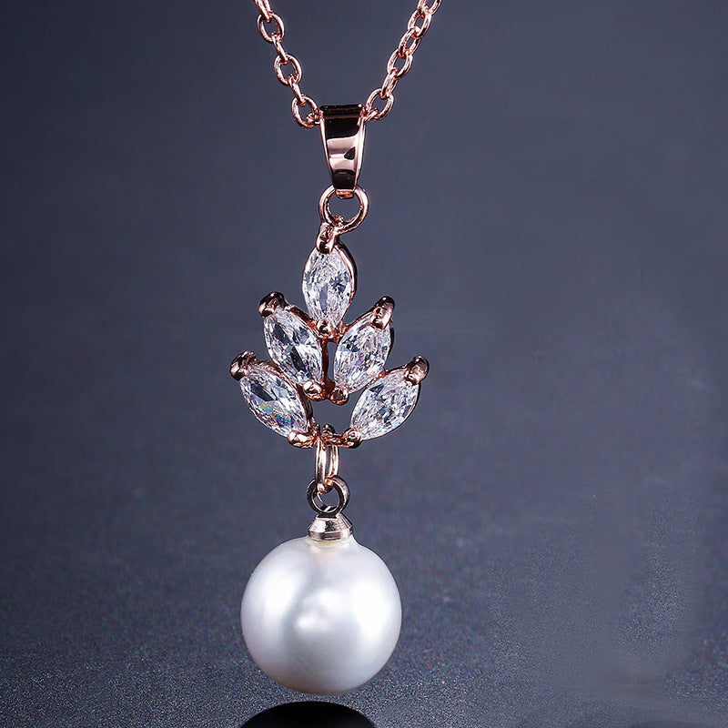 RAKOL European and American fashion bridal wedding jewelry set temperament versatile pearl pendant earrings necklace two-piece set