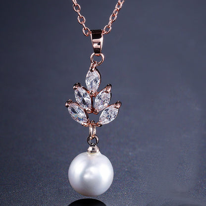 RAKOL European and American fashion bridal wedding jewelry set temperament versatile pearl pendant earrings necklace two-piece set