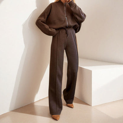 Europe and America 2025 New Amazon Solid Color Zipper Cardigan Sweatshirt Women's Fashion Casual Women's Spring Women's Suit