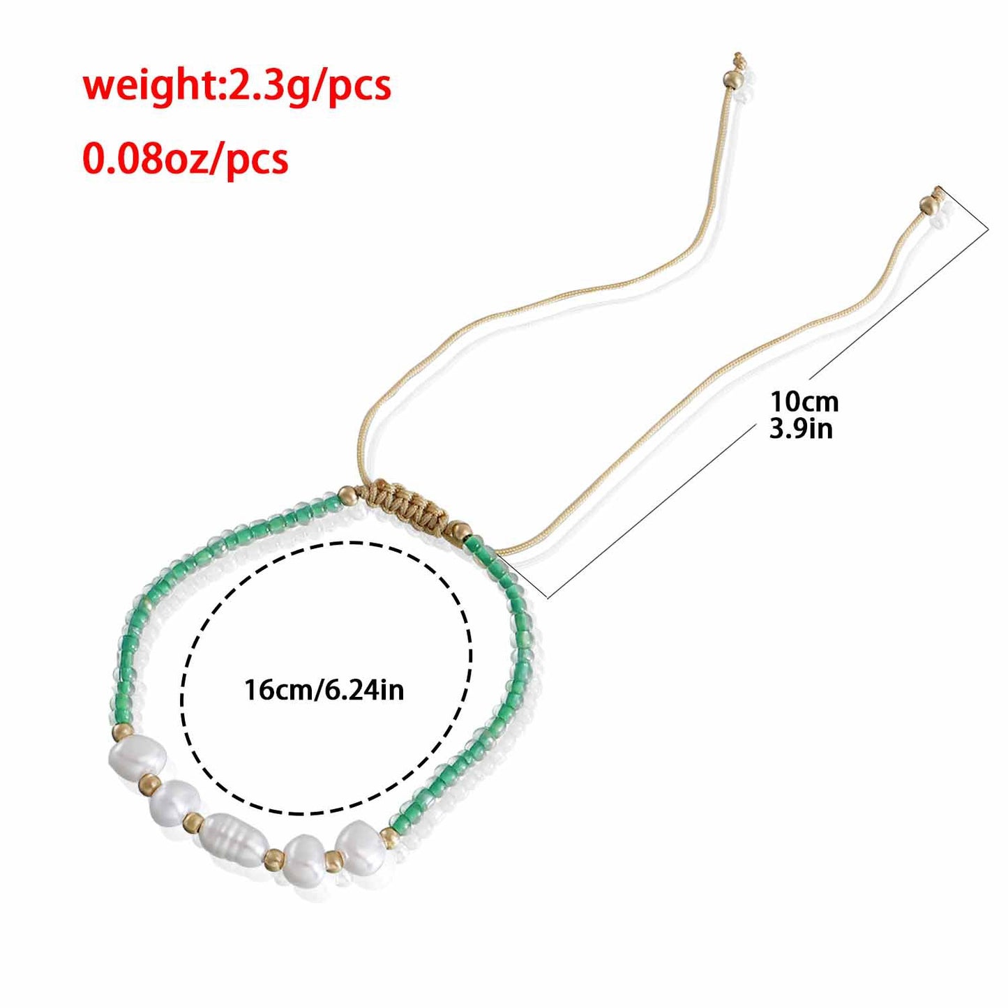 European and American cross-border jewelry ins adjustable special-shaped imitation pearl transparent rice bead color bracelet women's colorful rope wholesale