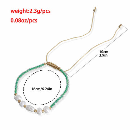 European and American cross-border jewelry ins adjustable special-shaped imitation pearl transparent rice bead color bracelet women's colorful rope wholesale