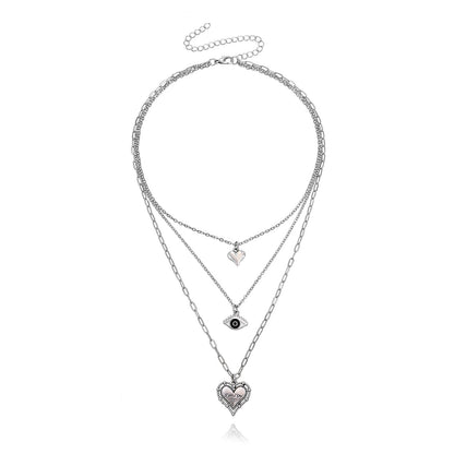 European and American cross-border jewelry Trendy multi-layer blue eyes love pendant necklace female fashion temperament anchor necklace