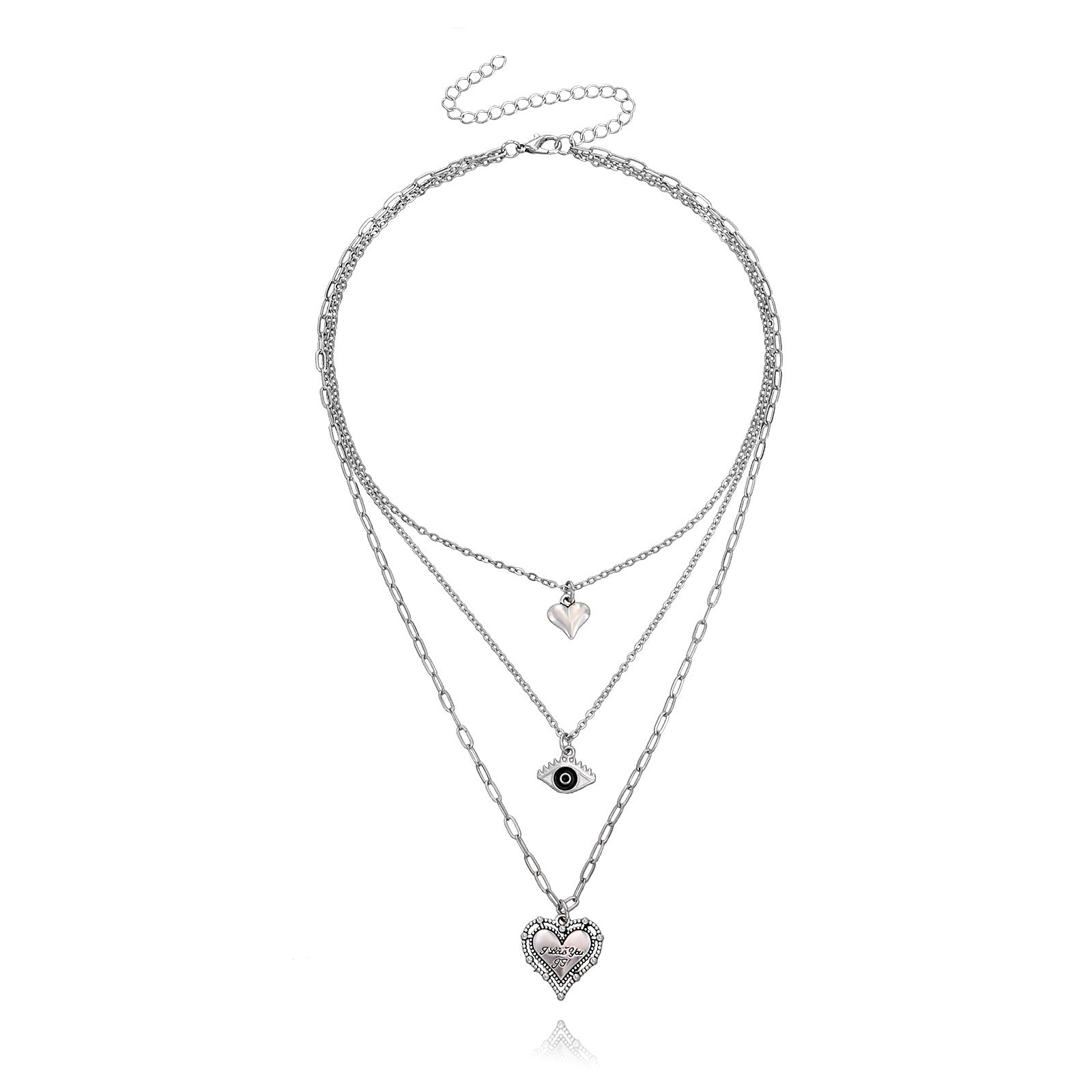 European and American cross-border jewelry Trendy multi-layer blue eyes love pendant necklace female fashion temperament anchor necklace