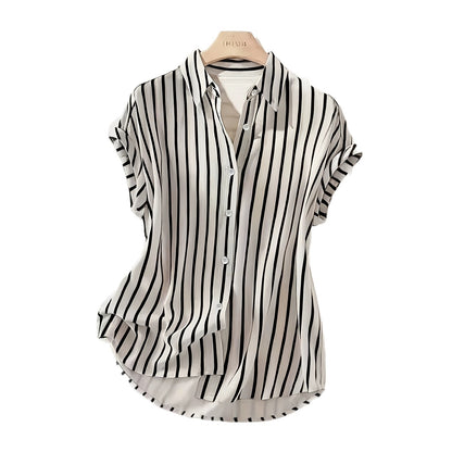 2026 EBAY Amazon WSIH Hot Summer New Drop Sleeve Buttoned Striped Women's Shirt