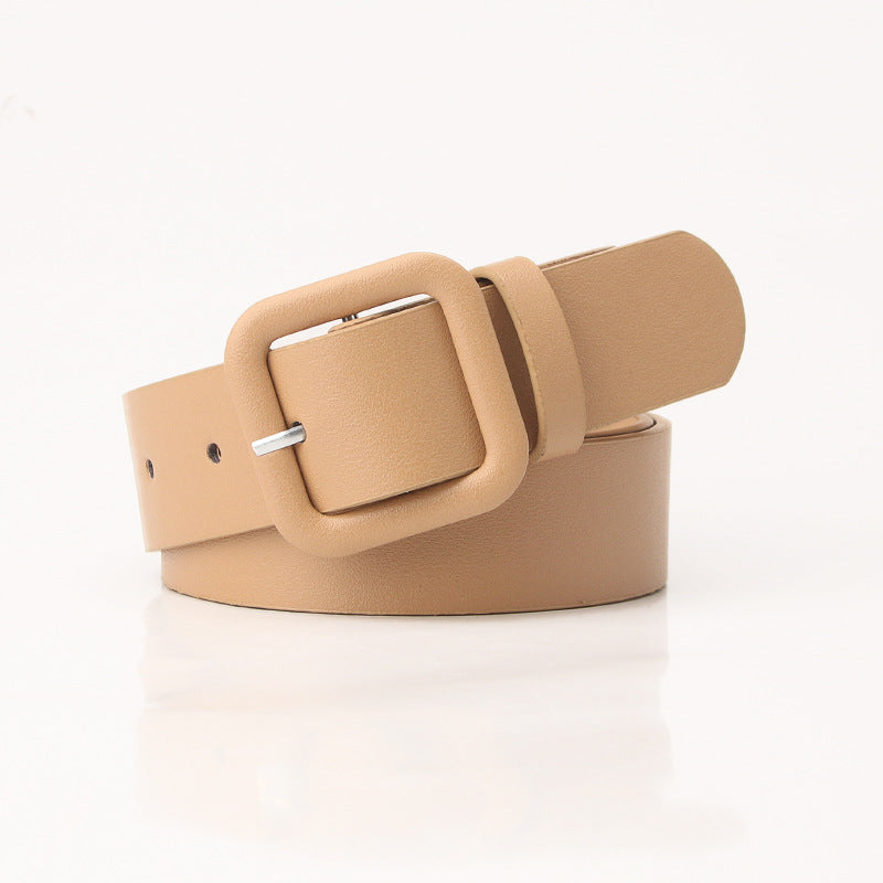 New Simple Luxury Belt Women's Square Buckle Candy Color Versatile Decorative Belt Fashionable and Elegant Belt Women