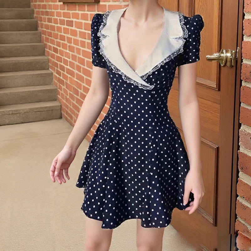 2025 spring and summer new cross-border Amazon European and American fashion elegant doll neck slim print casual dress