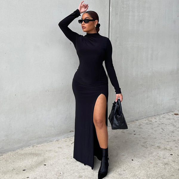 Cross-border foreign trade explosive European and American spring 2023 new women's clothing Amazon long-sleeved slim-back open-back sexy dress