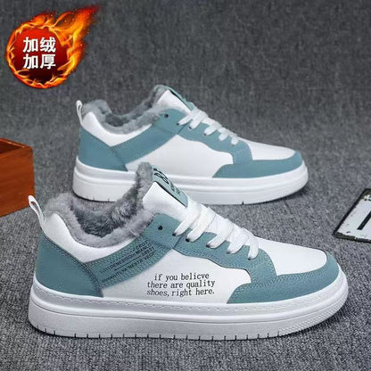 2025 Autumn/Winter New Fleece-Lined Sneakers, Youth Casual Fleece-Lined Thickened Trendy Versatile Student Sports Sneakers