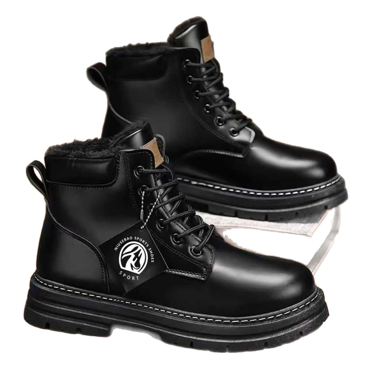 Men's Martin boots fall 2025 new fleece thickened outdoor cargo shoes British style retro rhubarb boots men's shoes