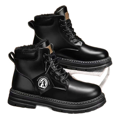 Men's Martin boots fall 2025 new fleece thickened outdoor cargo shoes British style retro rhubarb boots men's shoes