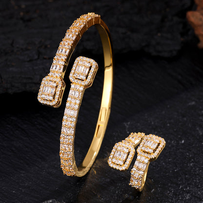 Cross-border European and American style exaggerated full zircon, light luxury, niche, high-end design, open ring for women, women's hand accessories that do not fade