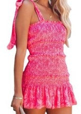 Spot Cross-border 2023 Europe and the United States Amazon New Sexy Lace-up Wrap Chest Pleats Waist Hip Dress Short Skirt