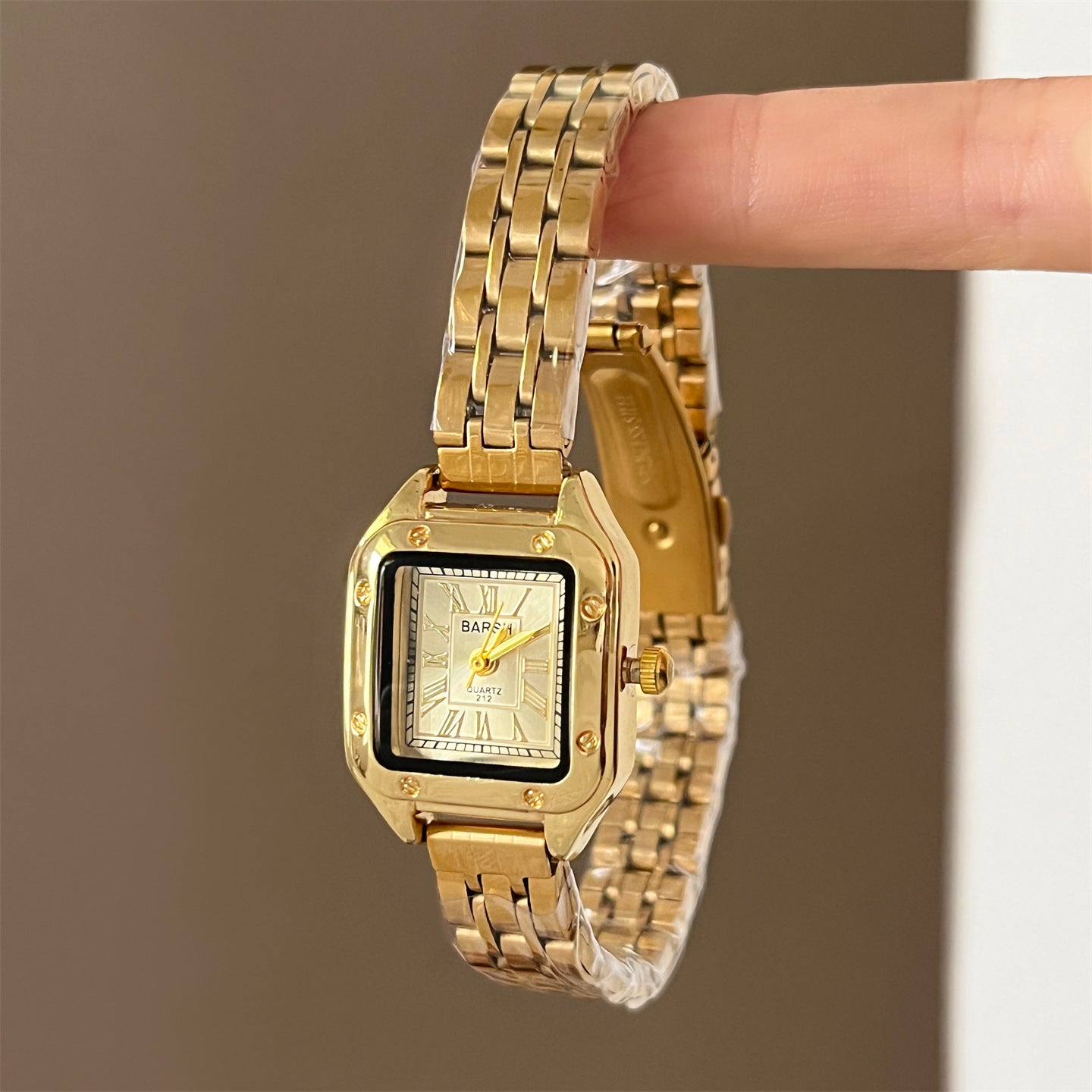 BARSH square steel band women's watch small dial light luxury high-end minimalist quartz watch popular wholesale price for women's live stream