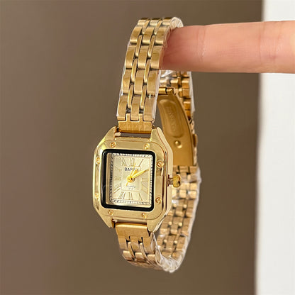 BARSH square steel band women's watch small dial light luxury high-end minimalist quartz watch popular wholesale price for women's live stream