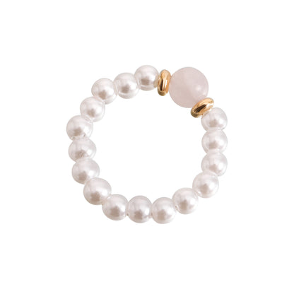 European and American cross-border jewelry Bohemian colorful natural stone imitation pearl rings do not fade, niche design is high-end