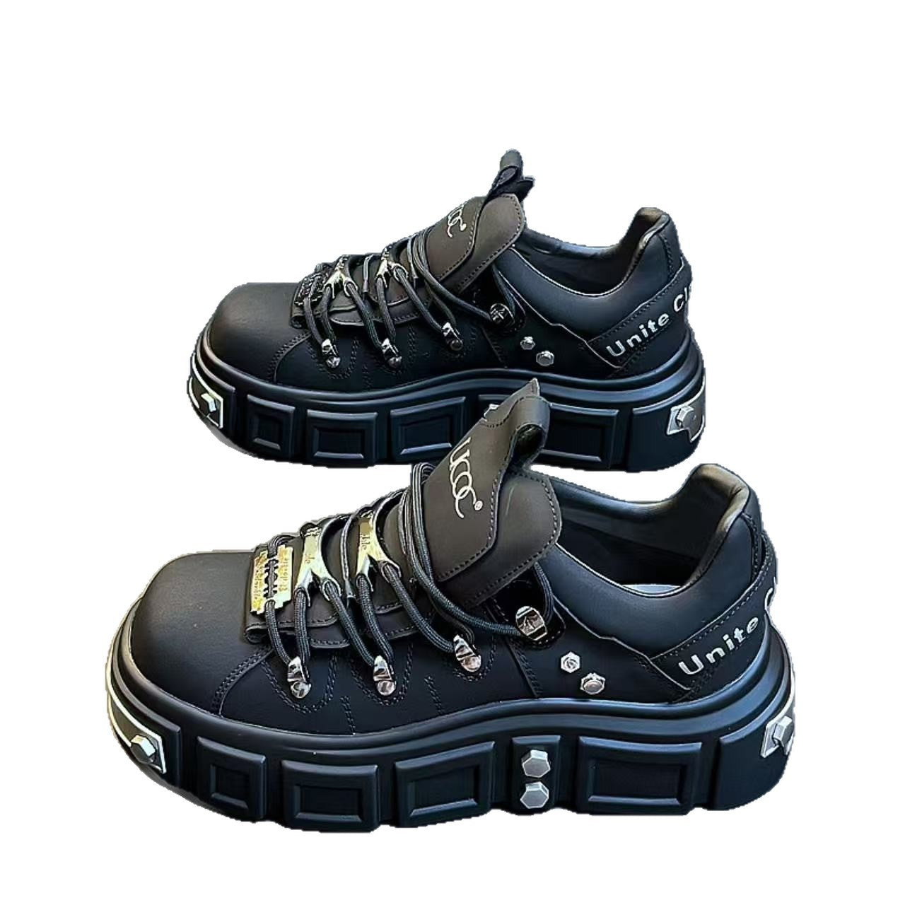 Internet celebrity popular men's shoes 2026 new European station men's shoes thick-soled heightened casual board shoes niche design men's shoes