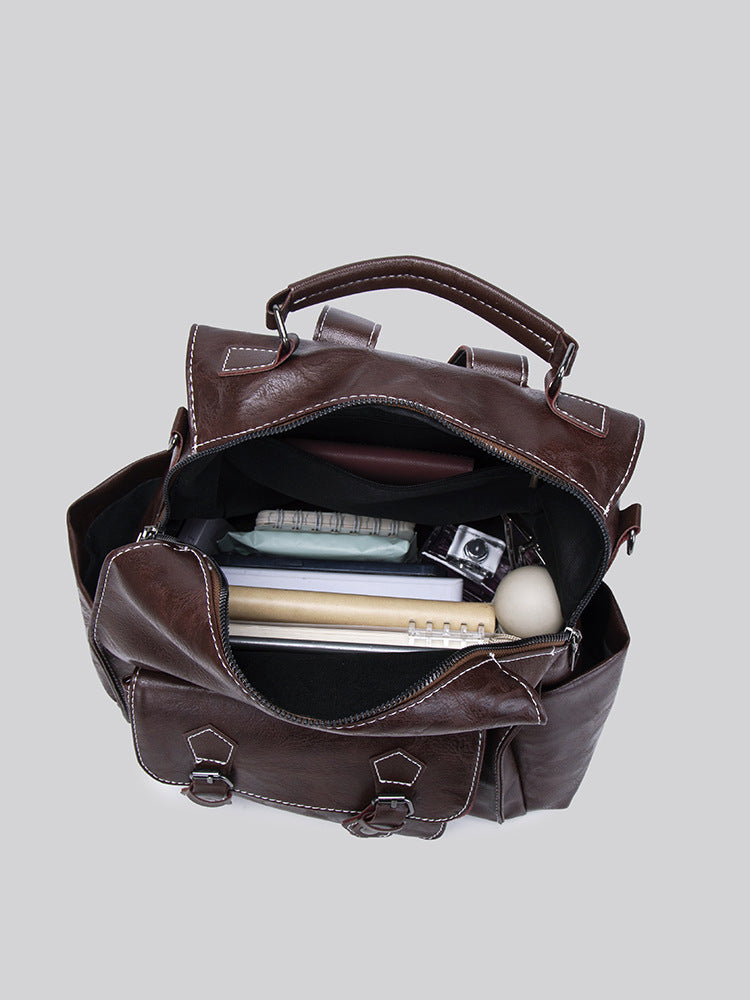 Backpack women's bag 2025 new retro style large capacity student school bag Korean version simple fashion travel backpack