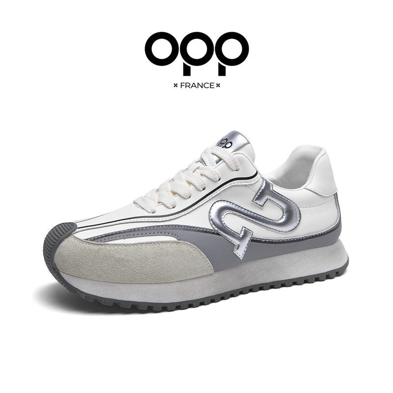 OPP Men's Shoes Spring 2026 New Men's Sports Running Black Forrest Gump Shoes Genuine Leather Fashion Retro Casual Shoes